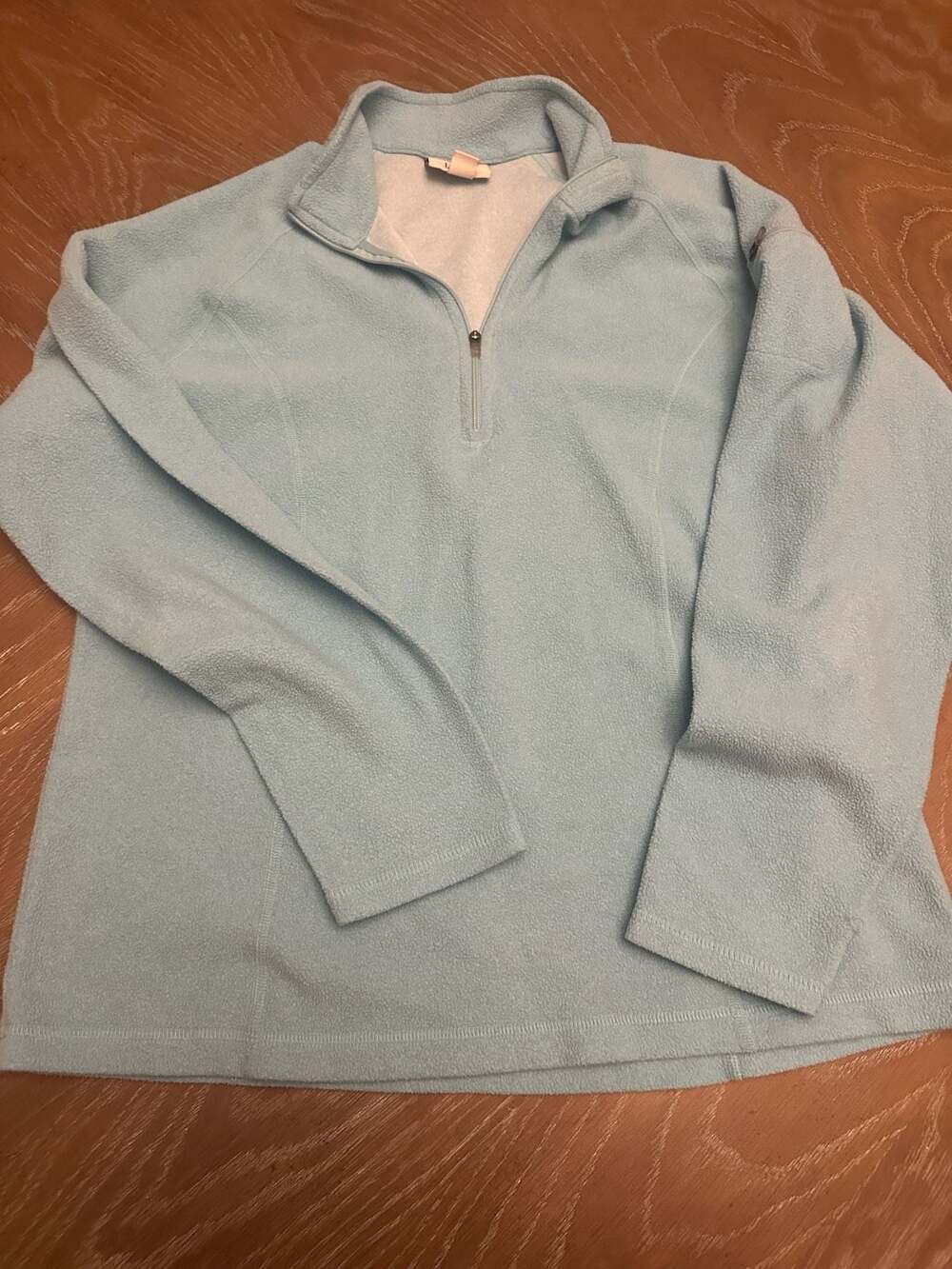 L.L. Bean Women's Light Blue Fleece Quarter Zip Pullover Sweater Medium
